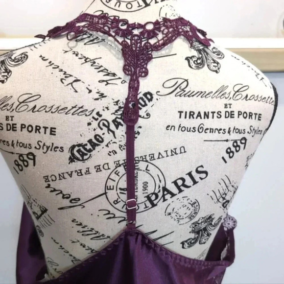 AVIDLOVE | Women's Purple Satin Lace V-Neck Chemise Nightgown - Picture 7 of 8